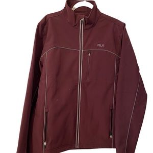 Fila womans full zip jacket Coat Large Pockets  Red Pink Bungee Piping Detail